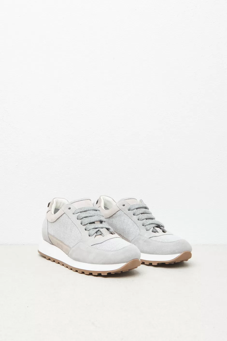 Scarpe | Peserico Sneakers In Pelle Nabuk Scamosciata Grigio nebbia