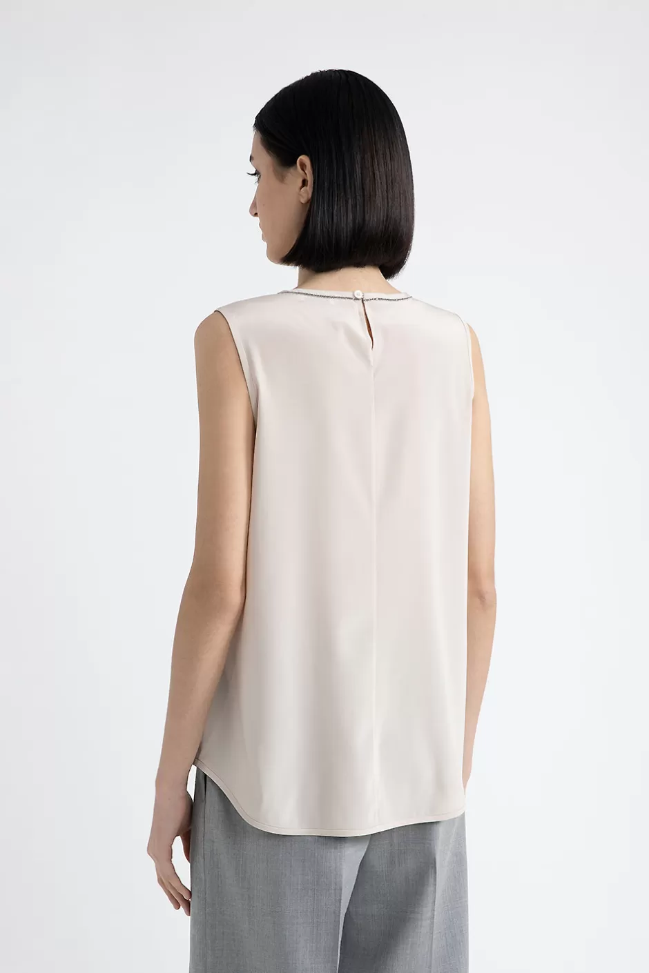 Top E T-Shirt | Peserico Top In Crepe De Chine Di Seta Stretch Con Punto Luce Orzo