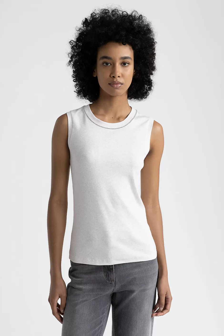 Top E T-Shirt | Peserico Top In Jersey Stretch Con Punto Luce Carpino