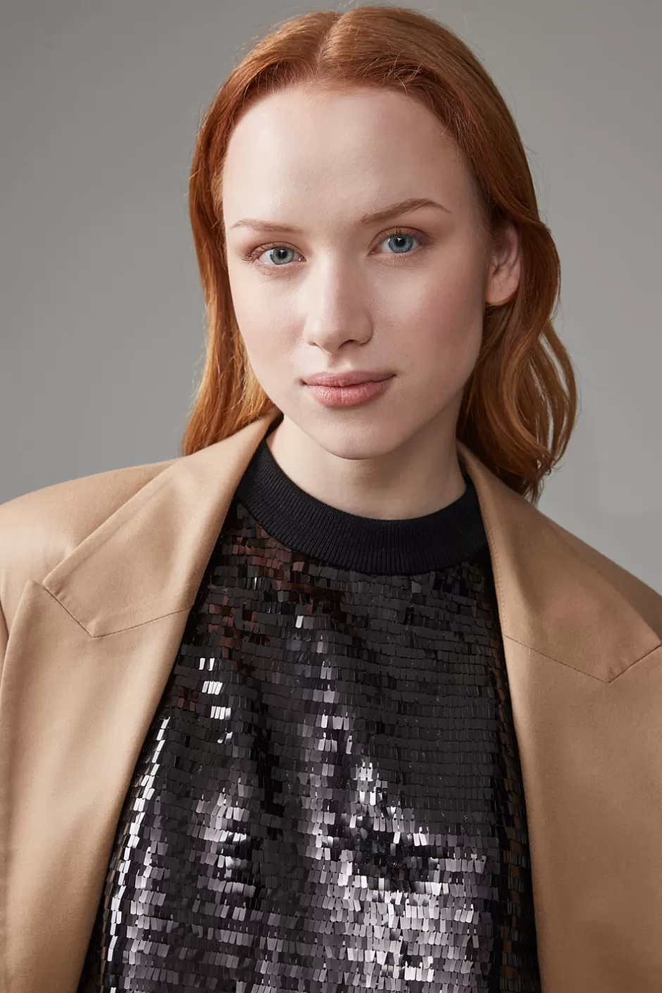 Top E T-Shirt | Peserico Top In Lana E Rete Di Paillettes Con Punto Luce Nero