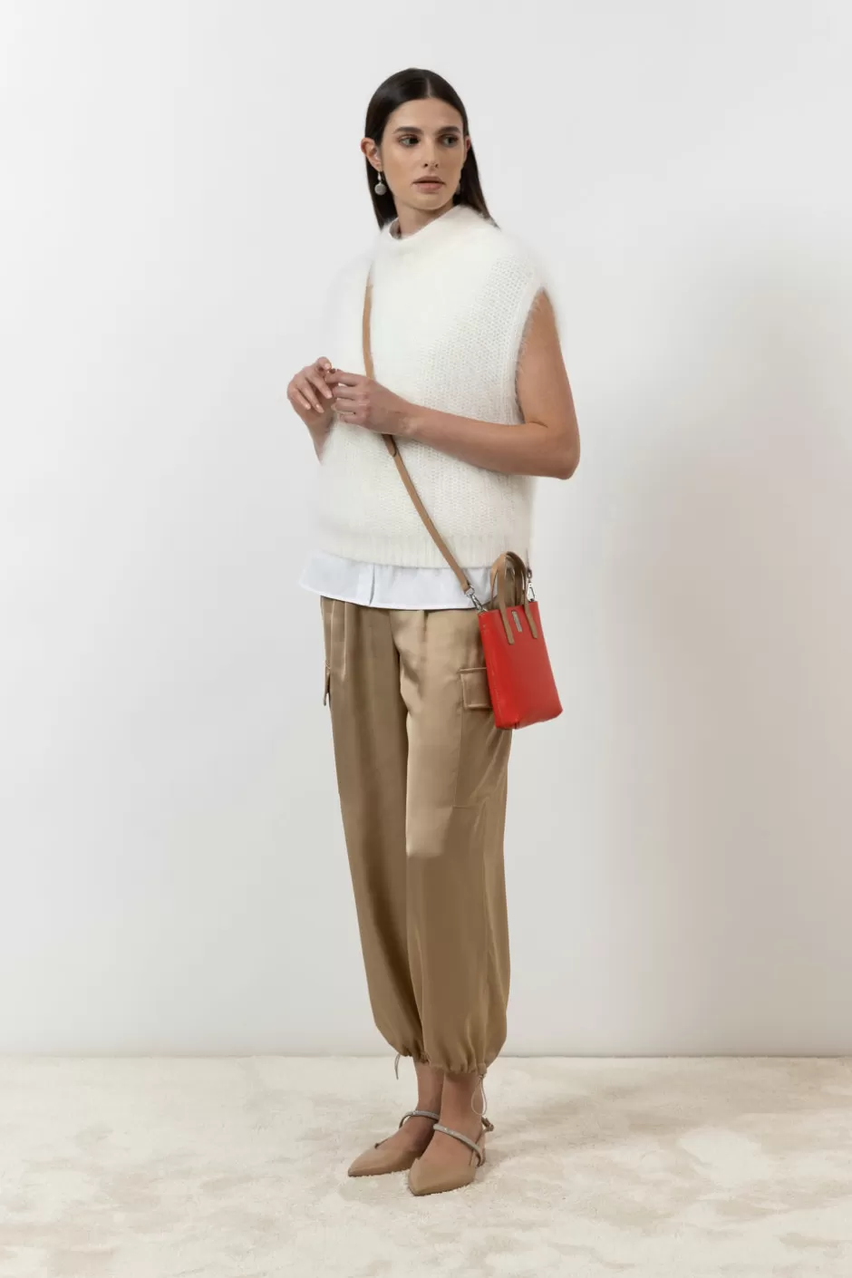 Camicie E Bluse | Peserico Top In Popeline E Jersey Di Cotone Stretch Con Punto Luce Bianco Puro