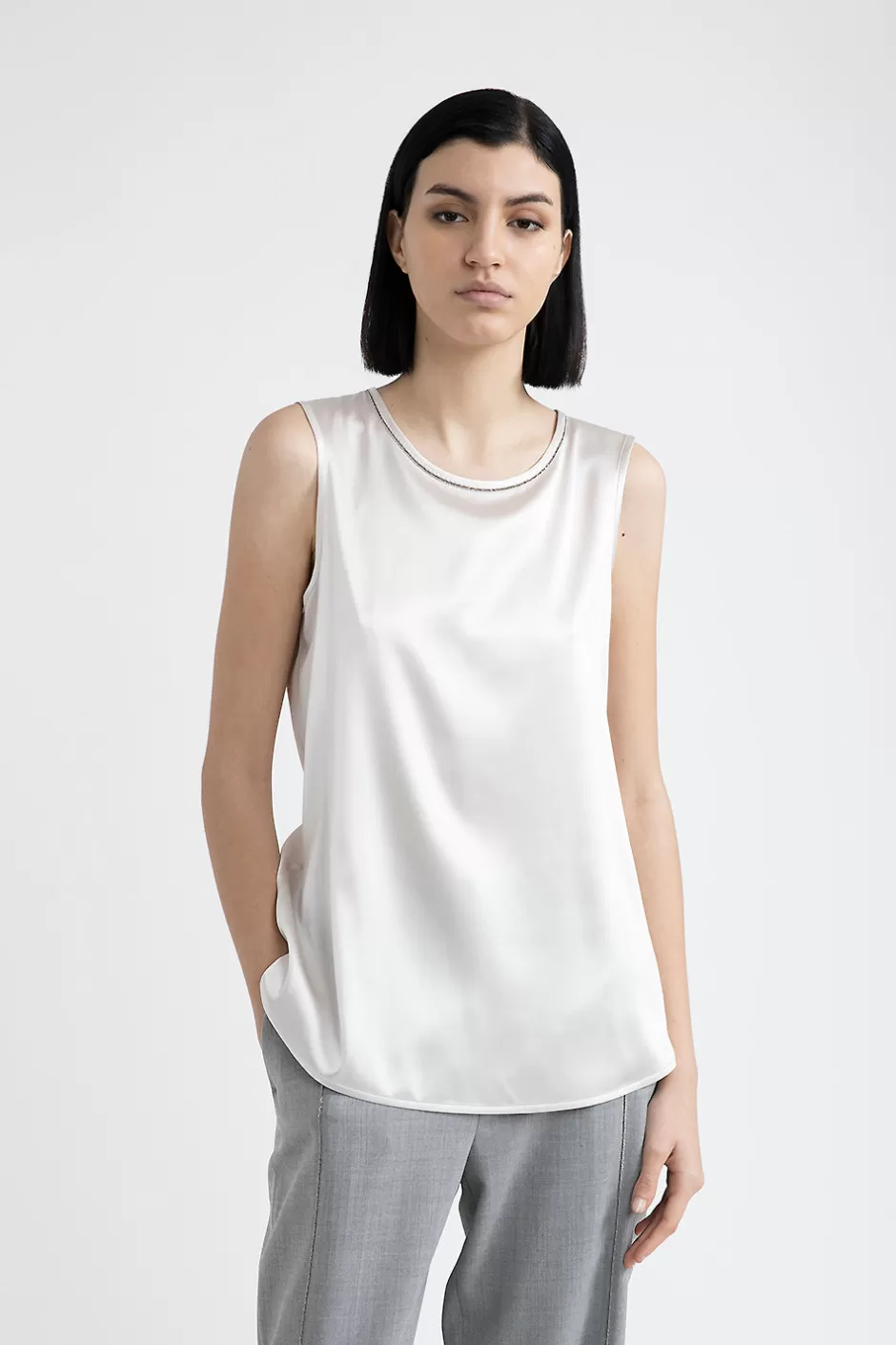 Top E T-Shirt | Peserico Top In Raso Di Seta Lucido Con Punto Luce Carpino