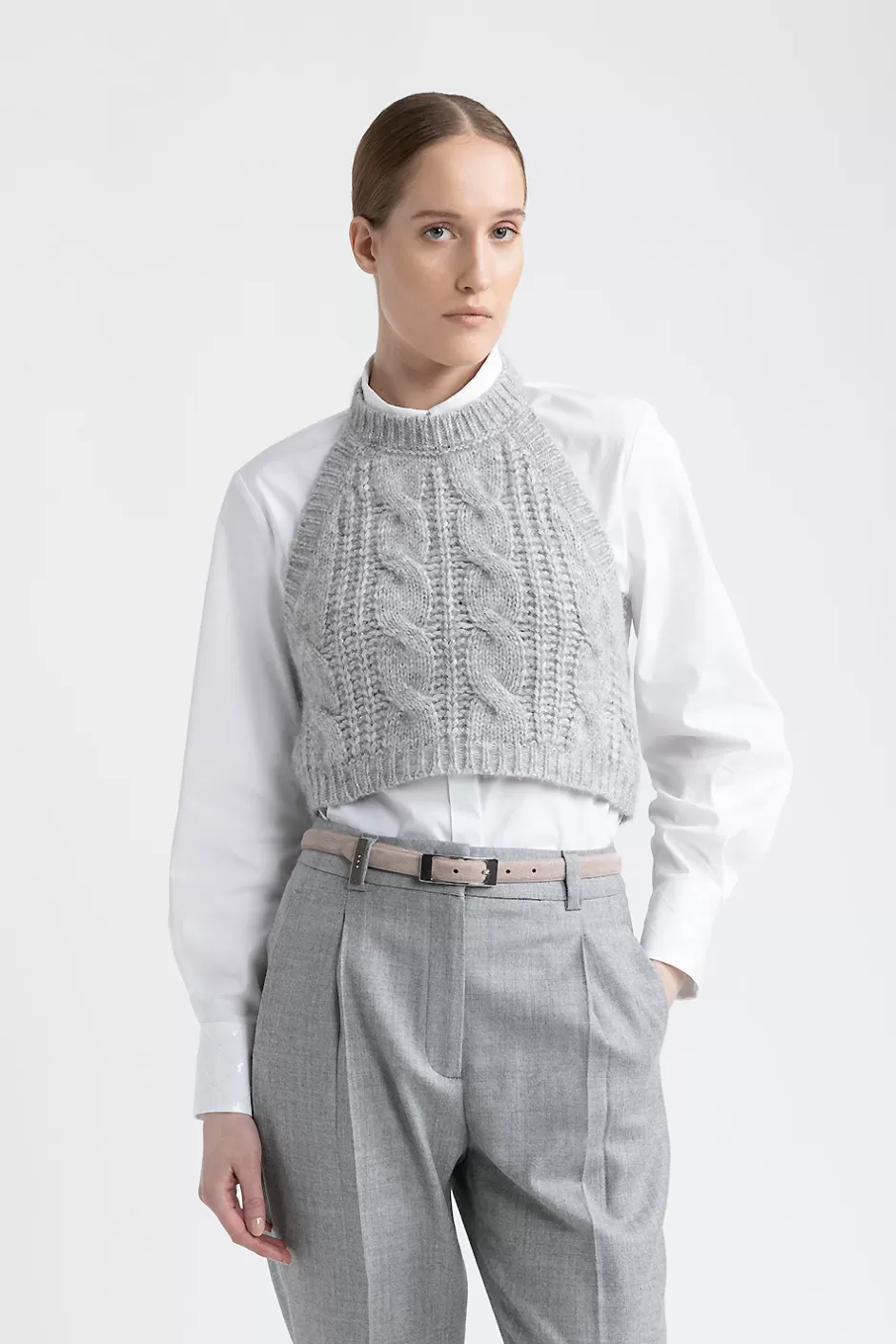 Top E T-Shirt | Peserico Top Tricot In Filato Di Lana, Seta, Cashmere E Alpaca Granito