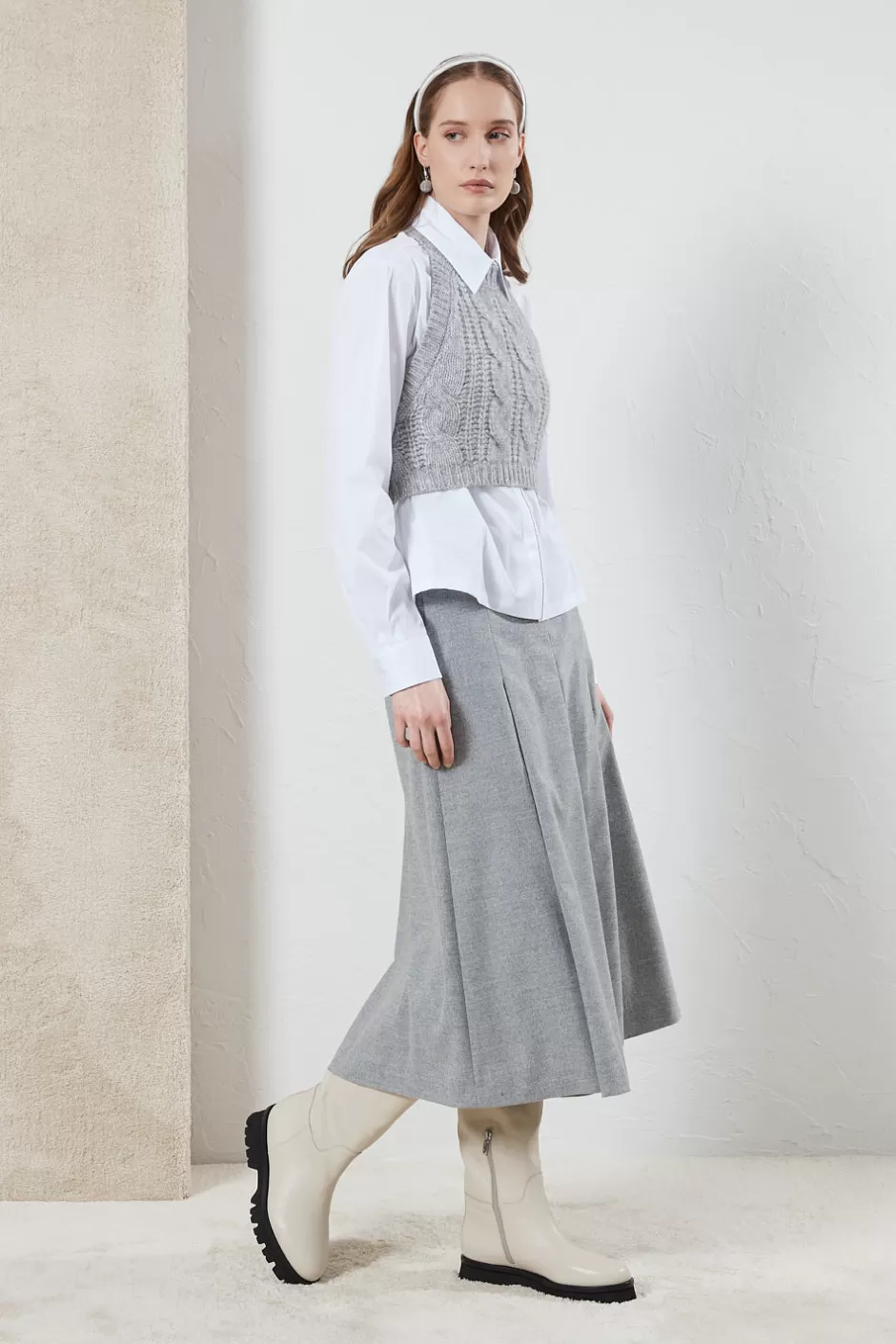 Top E T-Shirt | Peserico Top Tricot In Filato Di Lana, Seta, Cashmere E Alpaca Granito