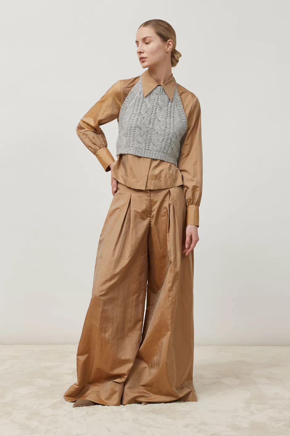 Top E T-Shirt | Peserico Top Tricot In Filato Di Lana, Seta, Cashmere E Alpaca Granito