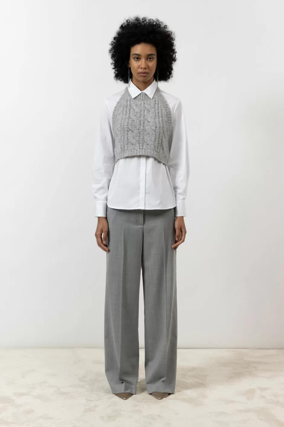 Top E T-Shirt | Peserico Top Tricot In Filato Di Lana, Seta, Cashmere E Alpaca Granito
