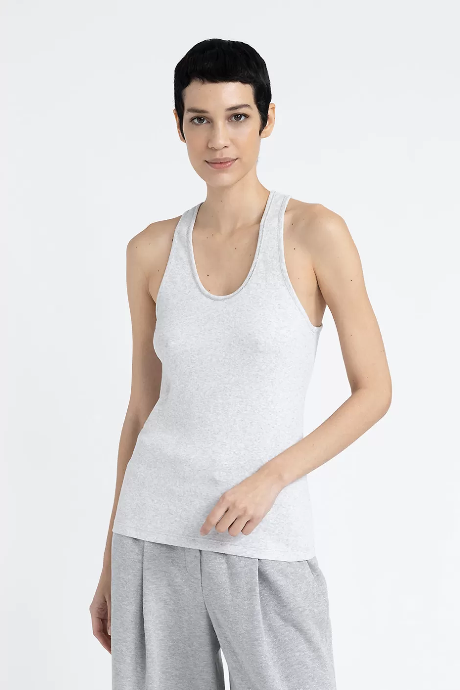 Top E T-Shirt | Peserico Top Vogatore In Jersey Di Cotone Grigio nebbia