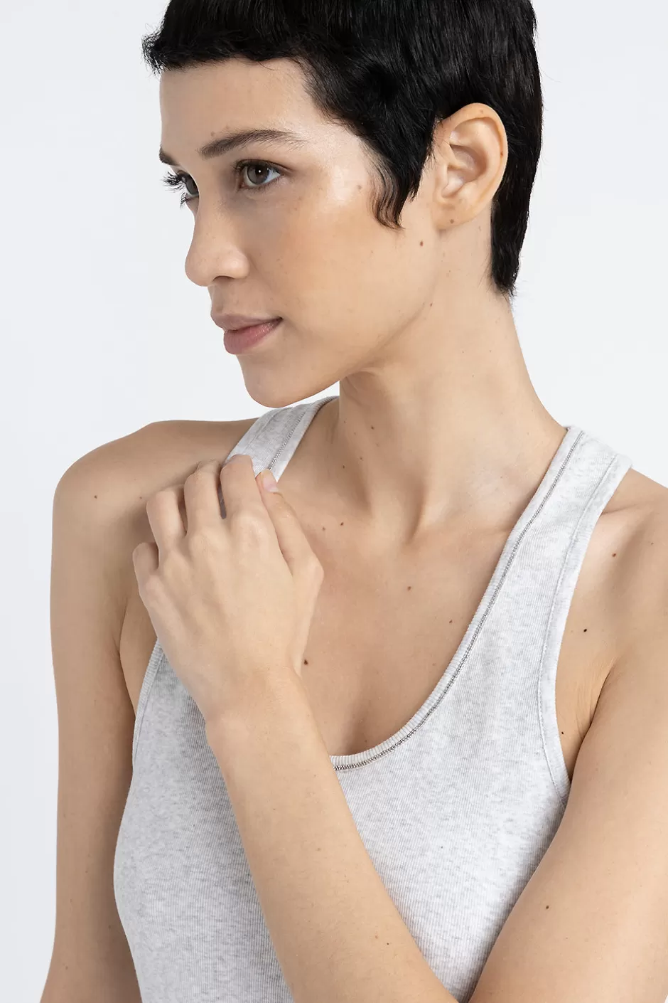 Top E T-Shirt | Peserico Top Vogatore In Jersey Di Cotone Grigio nebbia