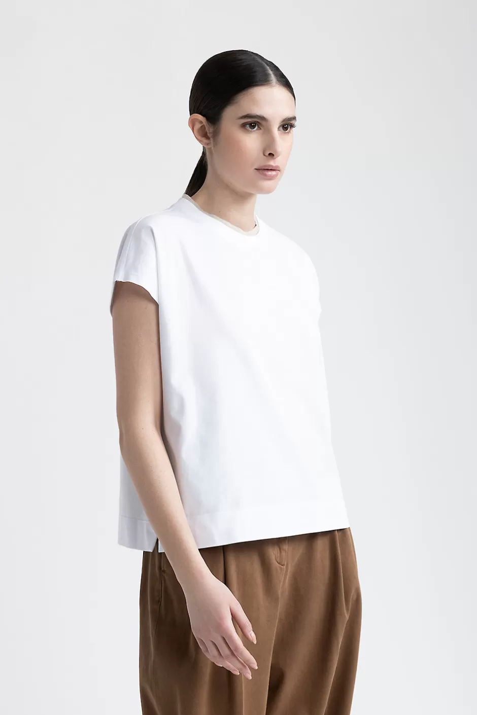 Top E T-Shirt | Peserico T-shirt In Jersey Di Cotone Latte macchiato