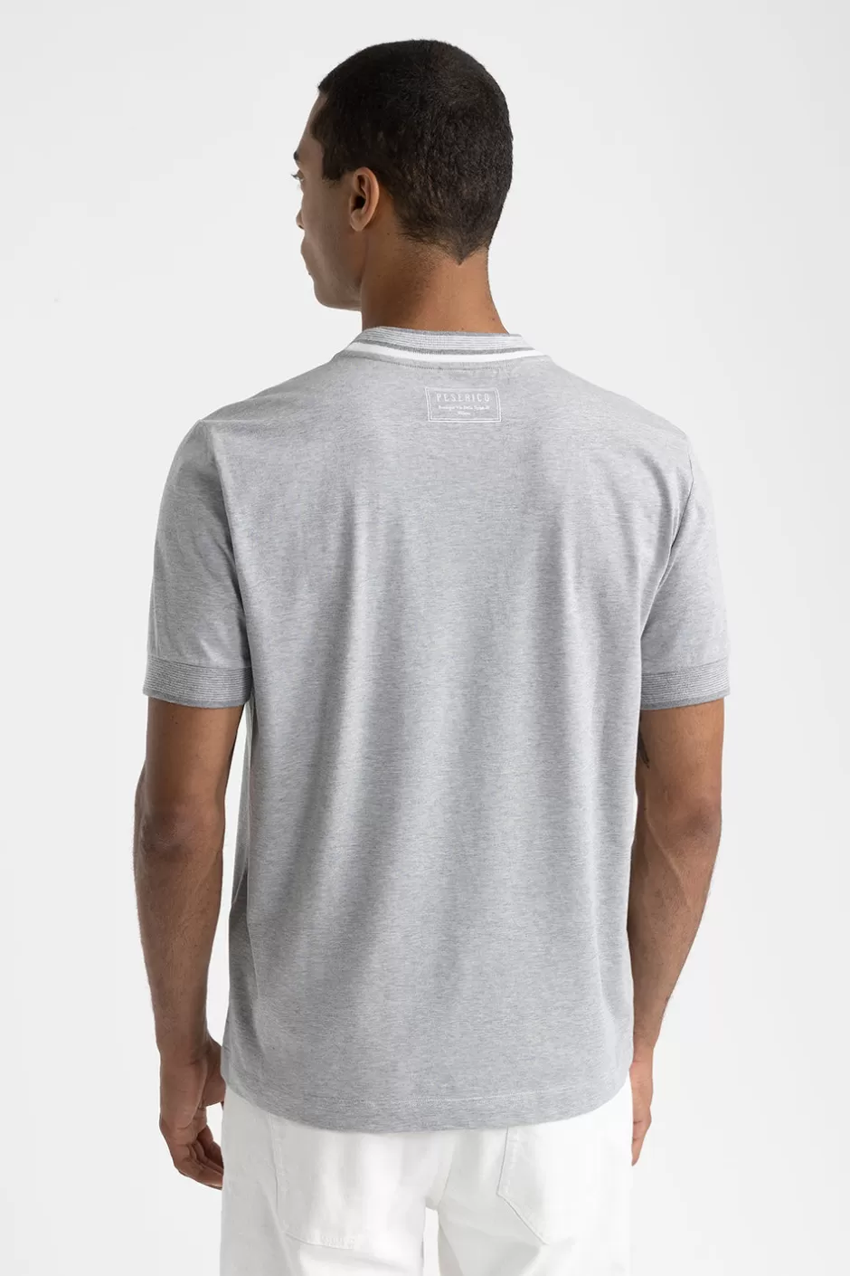 Polo E T-Shirt | Peserico T-shirt In Jersey Di Cotone Con Dettagli Tricot Granito