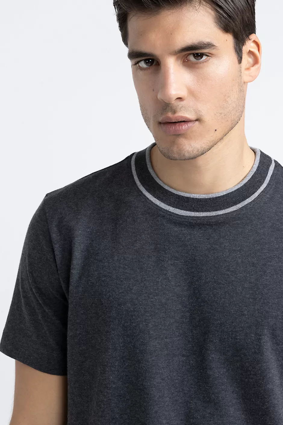 Polo E T-Shirt | Peserico T-shirt In Jersey Di Cotone E Cashmere Grafite